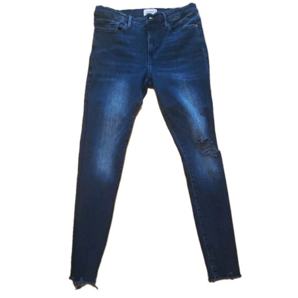 Frame Le Skinny De Jeanne Distressed Skinny Jeans Size 31 Stretch Ankle - Picture 1 of 12